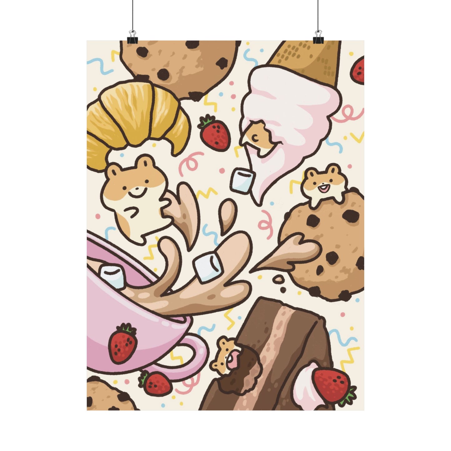 Dessert Time Hamsters | Raccoon | Cute Funny Poster | Gifts Idea