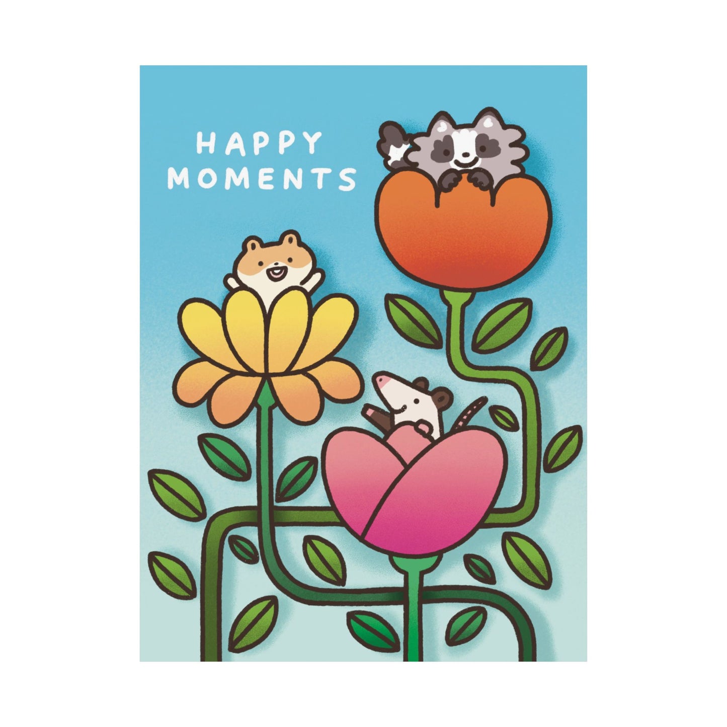 Happy Moments | Hamster Raccoon Possum | Cute Funny Poster | Gifts Idea