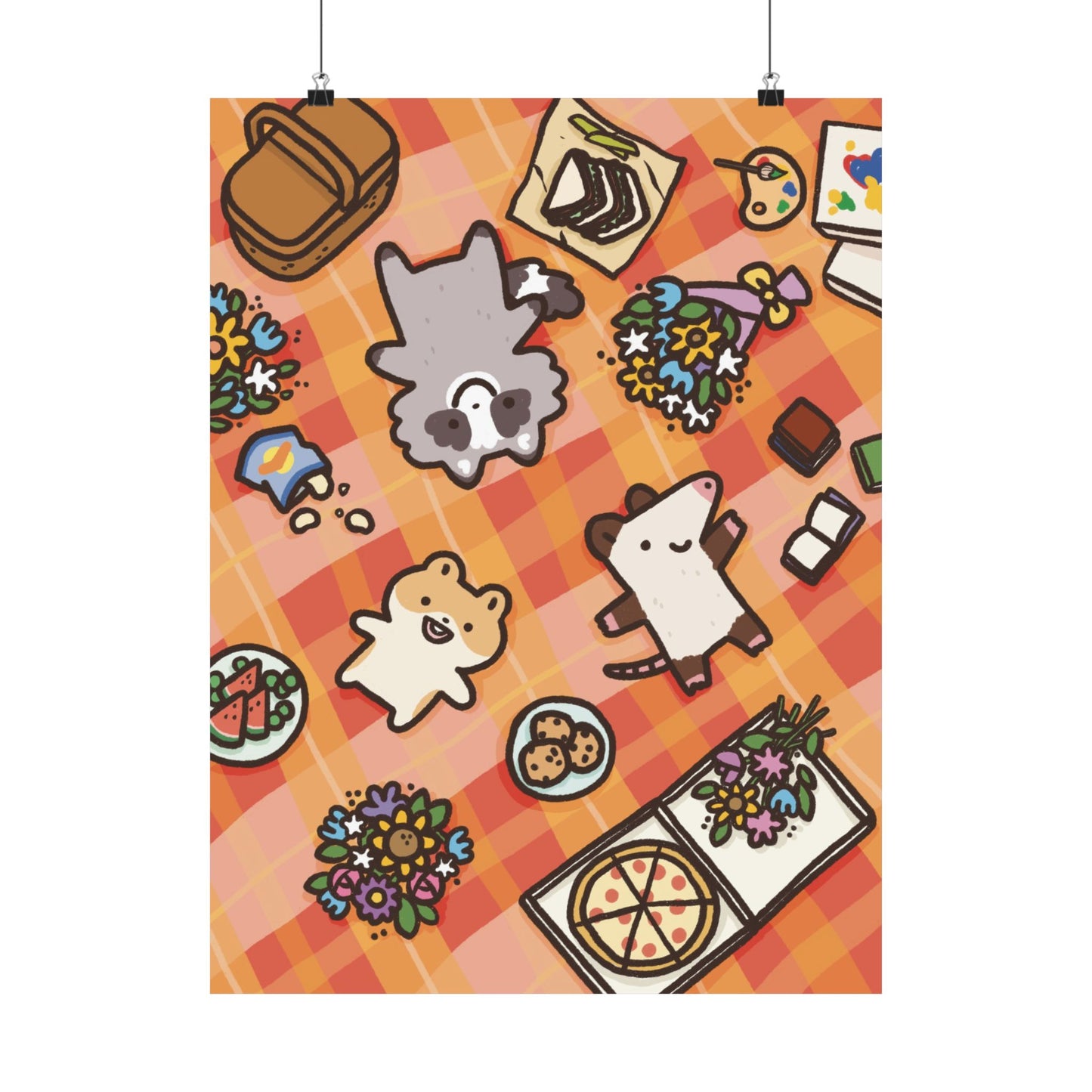 Picnic With Friends | Raccoon | Cute Funny Poster | Gifts Idea