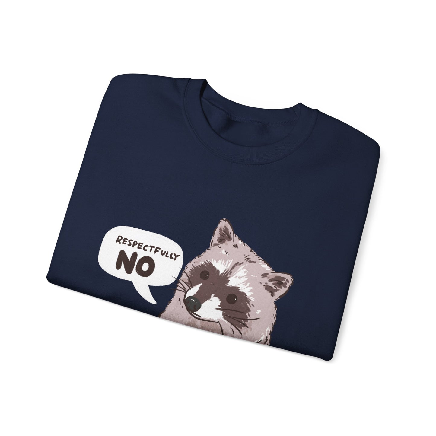 Respectfully No Raccoon Funny Sweater Unisex Sarcastic Humor Sweatshirt Cute Gift Quote Women Men Graphic Positive Rejection Color For Her