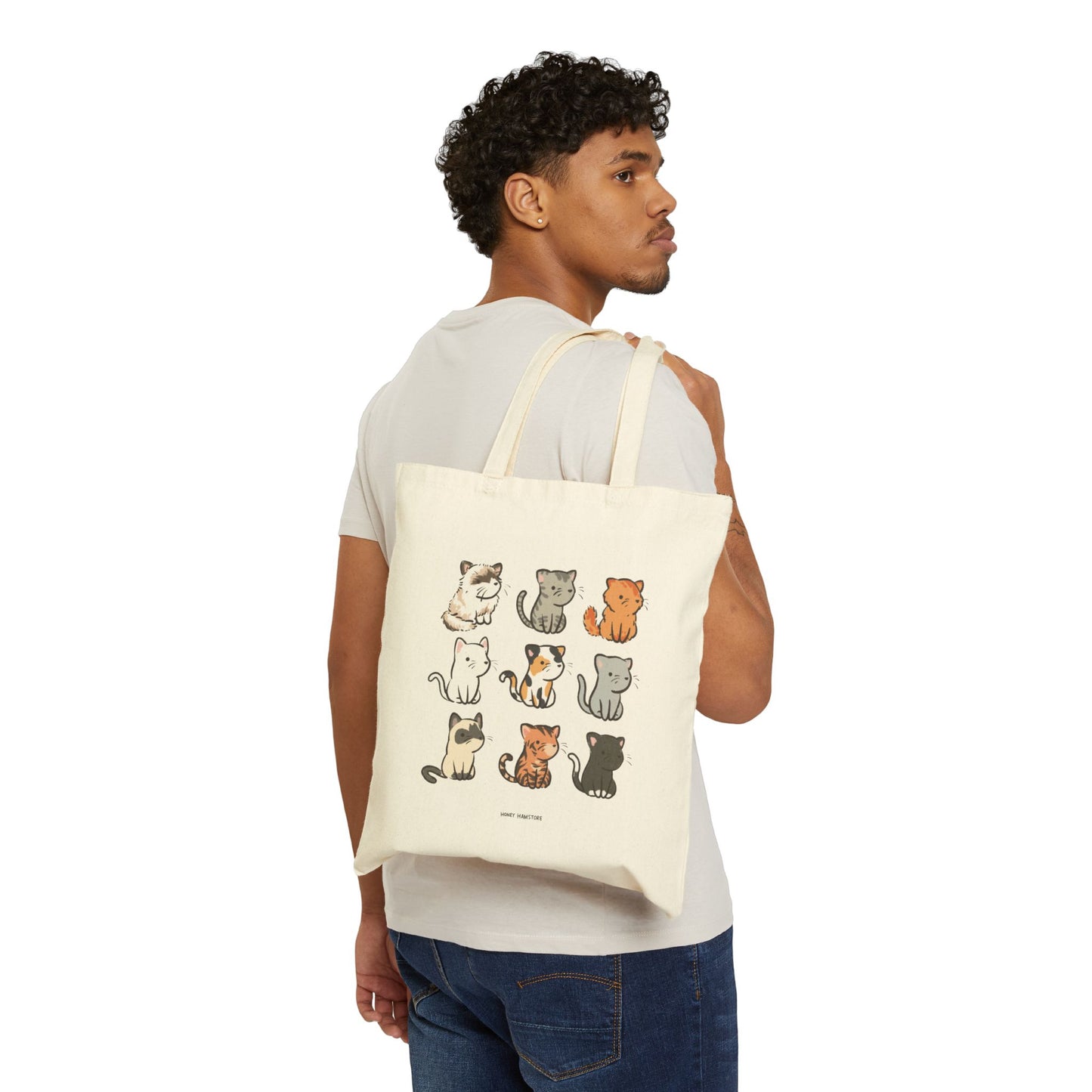 Cute & Kawaii Cat Kitten Tote Bag | Canvas Tote Bag | Farmer's Market Bag | Reusable Bag | Dog Lover Gift | Gifts Under 20 | Grocery Bag