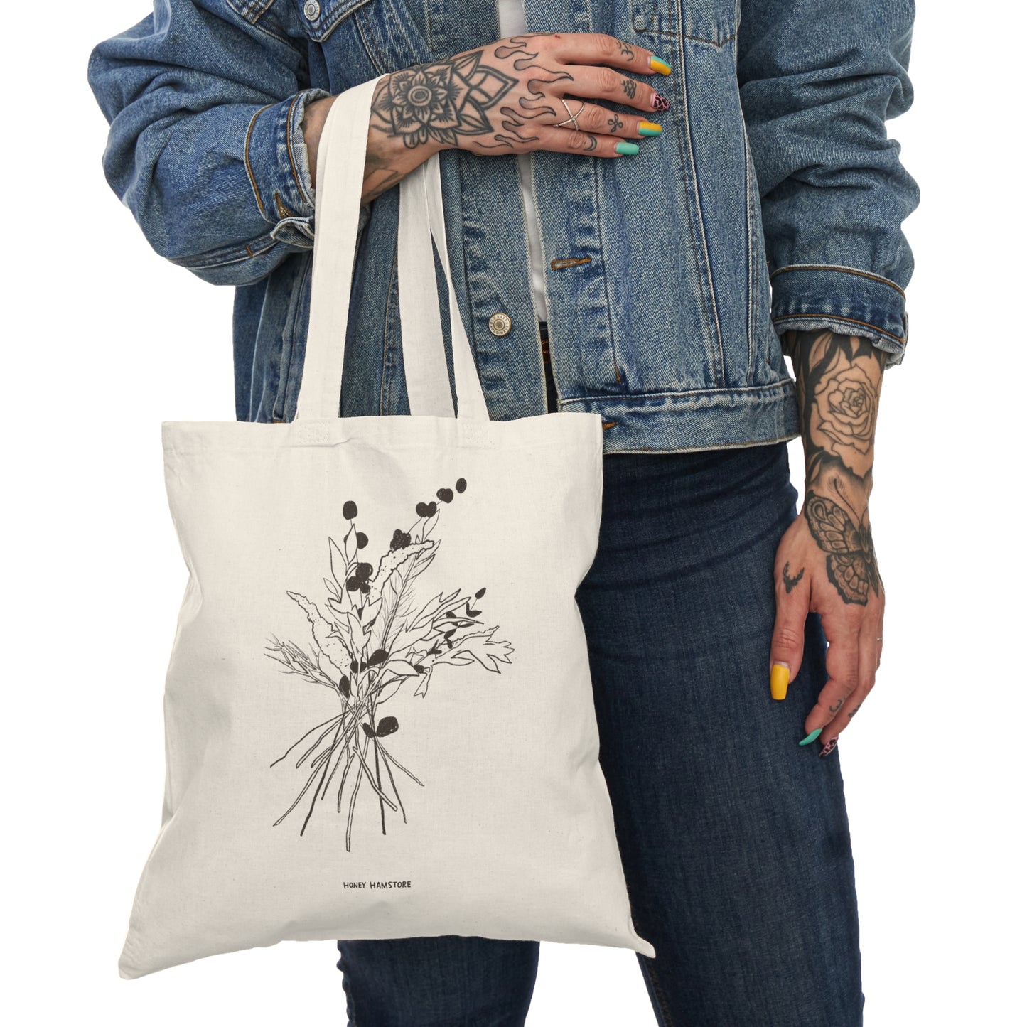 Flower Floral Tote Bag | Botanical Wild Flower | 100 % Cotton | Gifts under 20 | Farmer's Market | Reusable Grocery Bag | Shopping Bag