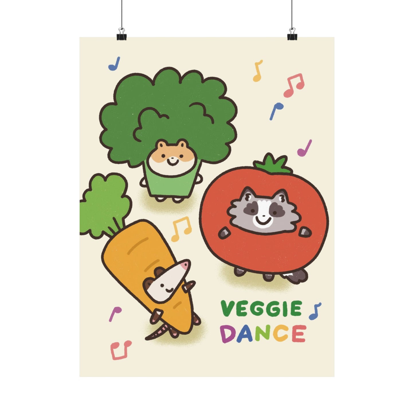 Veggie Dance | Raccoon Opossum Hamster | Cute Funny Poster | Gifts Idea