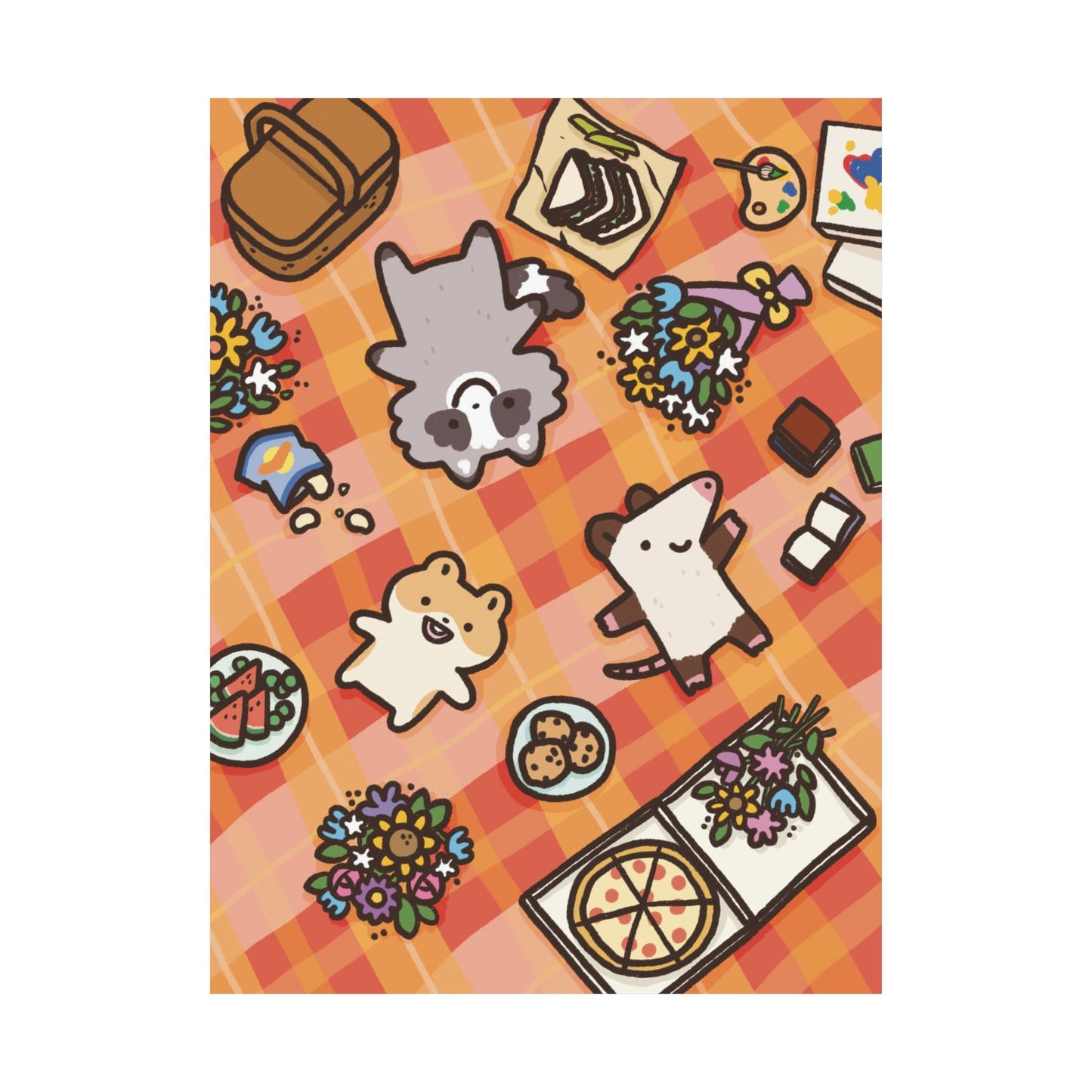 Picnic With Friends | Raccoon | Cute Funny Poster | Gifts Idea