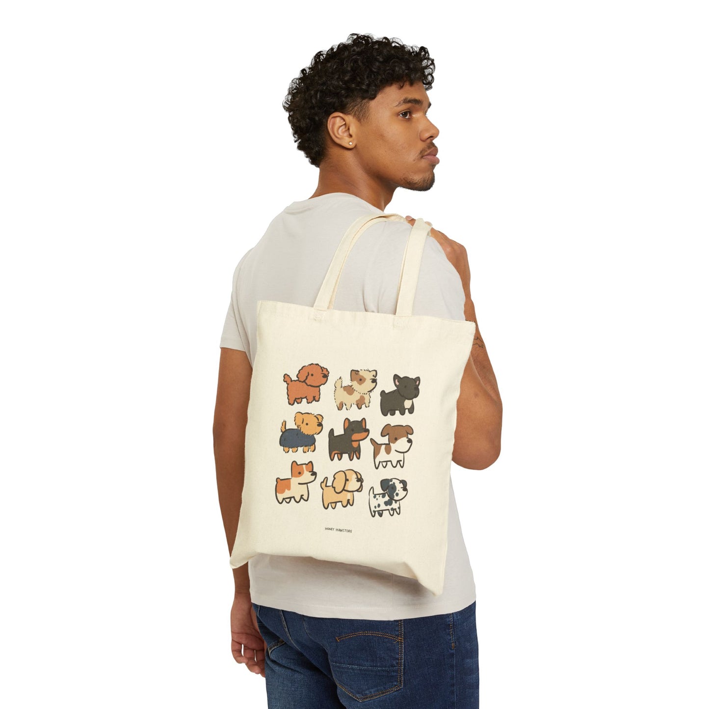 Cute & Kawaii Dog Puppy Tote Bag | Canvas Tote Bag | Farmer's Market Bag | Reusable Bag | Dog Lover Gift | Gifts Under 20 | Grocery Bag