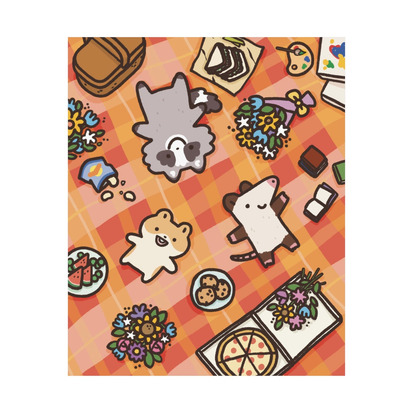Picnic With Friends | Raccoon | Cute Funny Poster | Gifts Idea