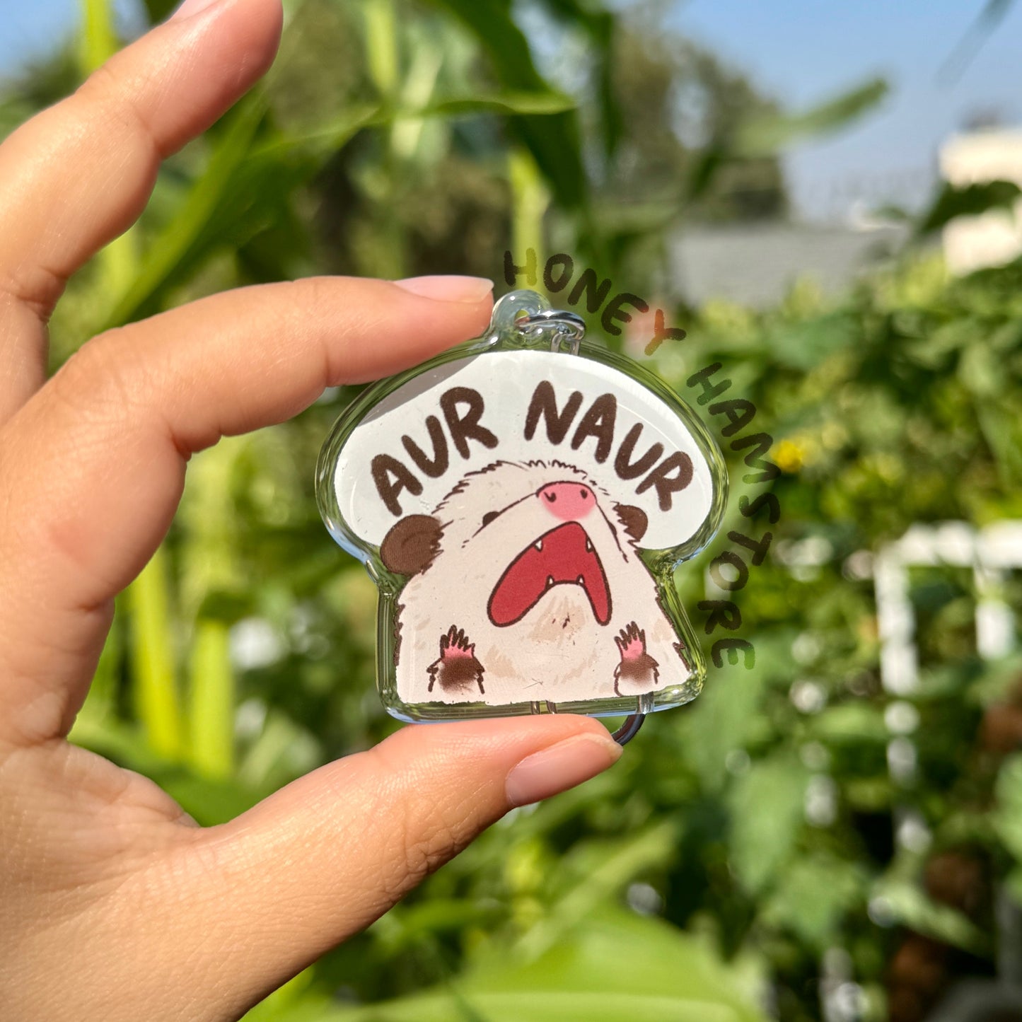Possum Aur Naur Clear Acrylic Keychain | Cartoon Illustration Art Style Double-Sided Epoxy Charm | Cute Kawaii Funny | Gift For Her For Him