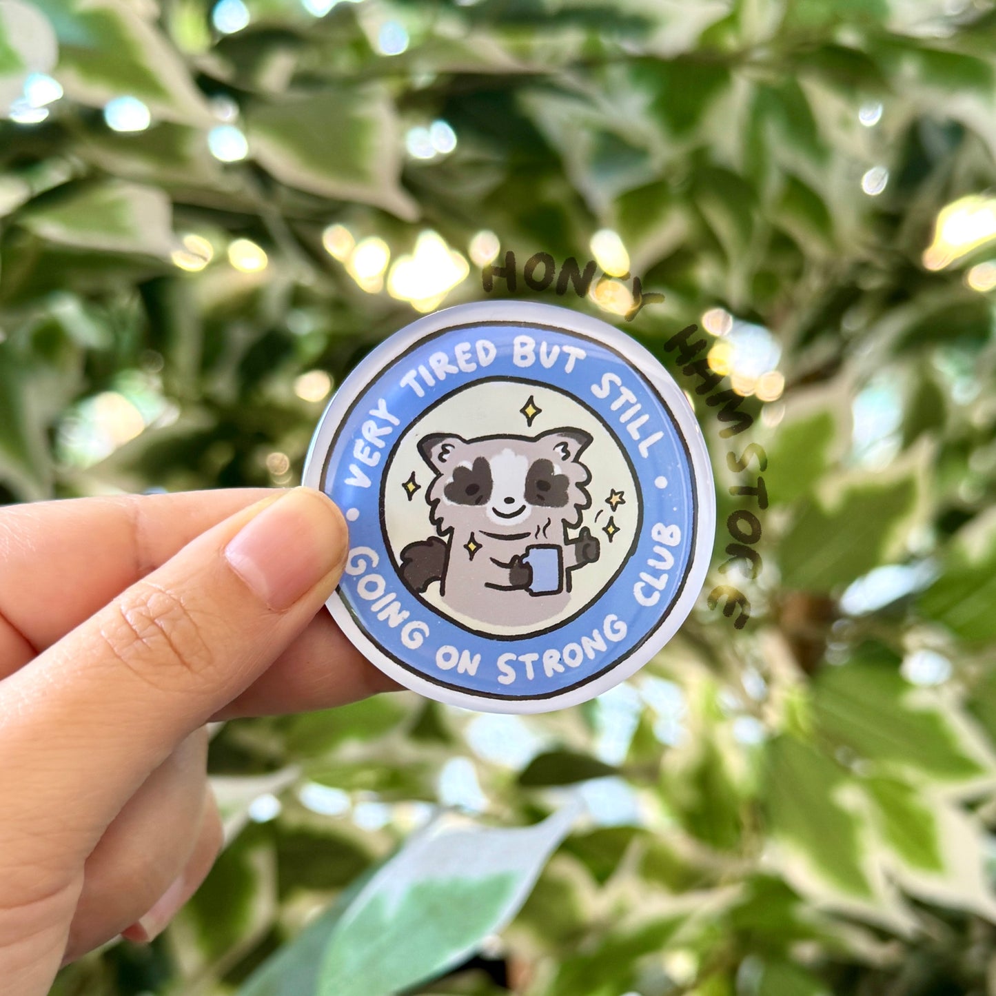 Raccoon Tired Club | Funny Cute Acrylic Magnet | Gifts Under 10 | Novelty Accessory Joke Present | For Refrigerator Lockers File Cabinets