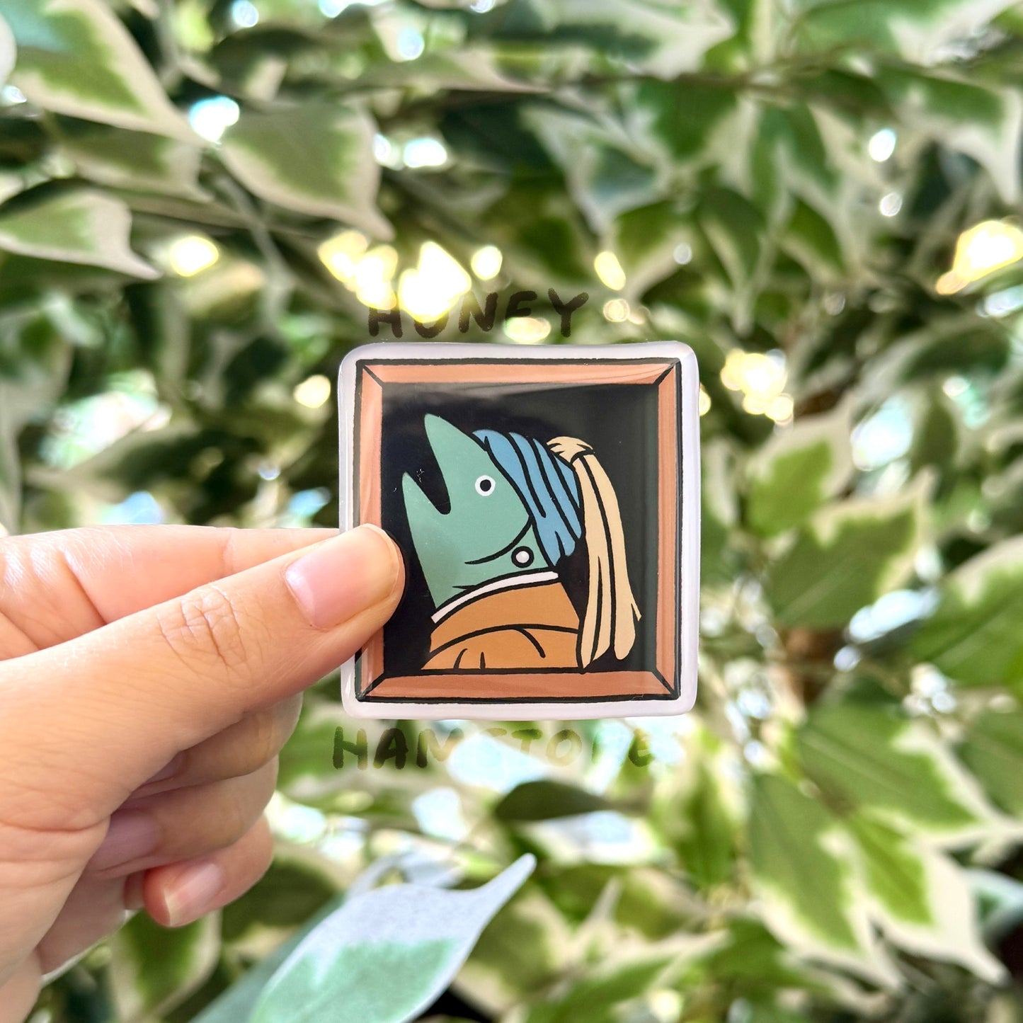 Fish With Pearl Earring Art Magnet | Funny Cute Acrylic Magnet | Gifts Under 10 | Novelty Accessory Joke Present
