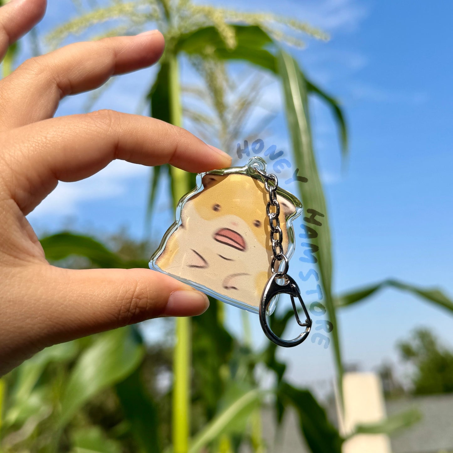 Scared Hamster Meme Clear Acrylic Keychain | Cartoon Illustration Art Style Double-Sided Epoxy Charm | Cute Kawaii Funny | Gift For Her Him
