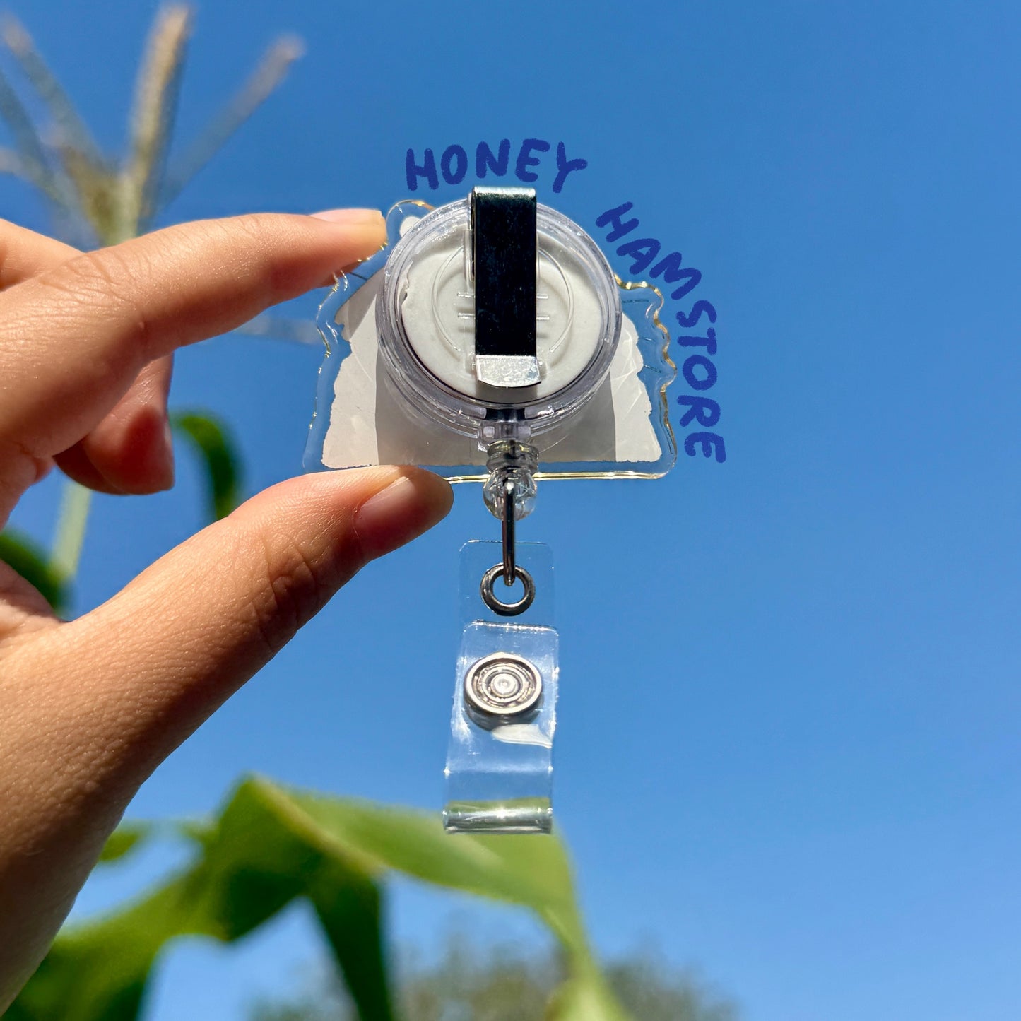 Raccoon Close Up Badge Reel with ID Belt Clip Cute Design Acrylic for Children Gift Name Work Accessories for Nurses Medical Teacher Student