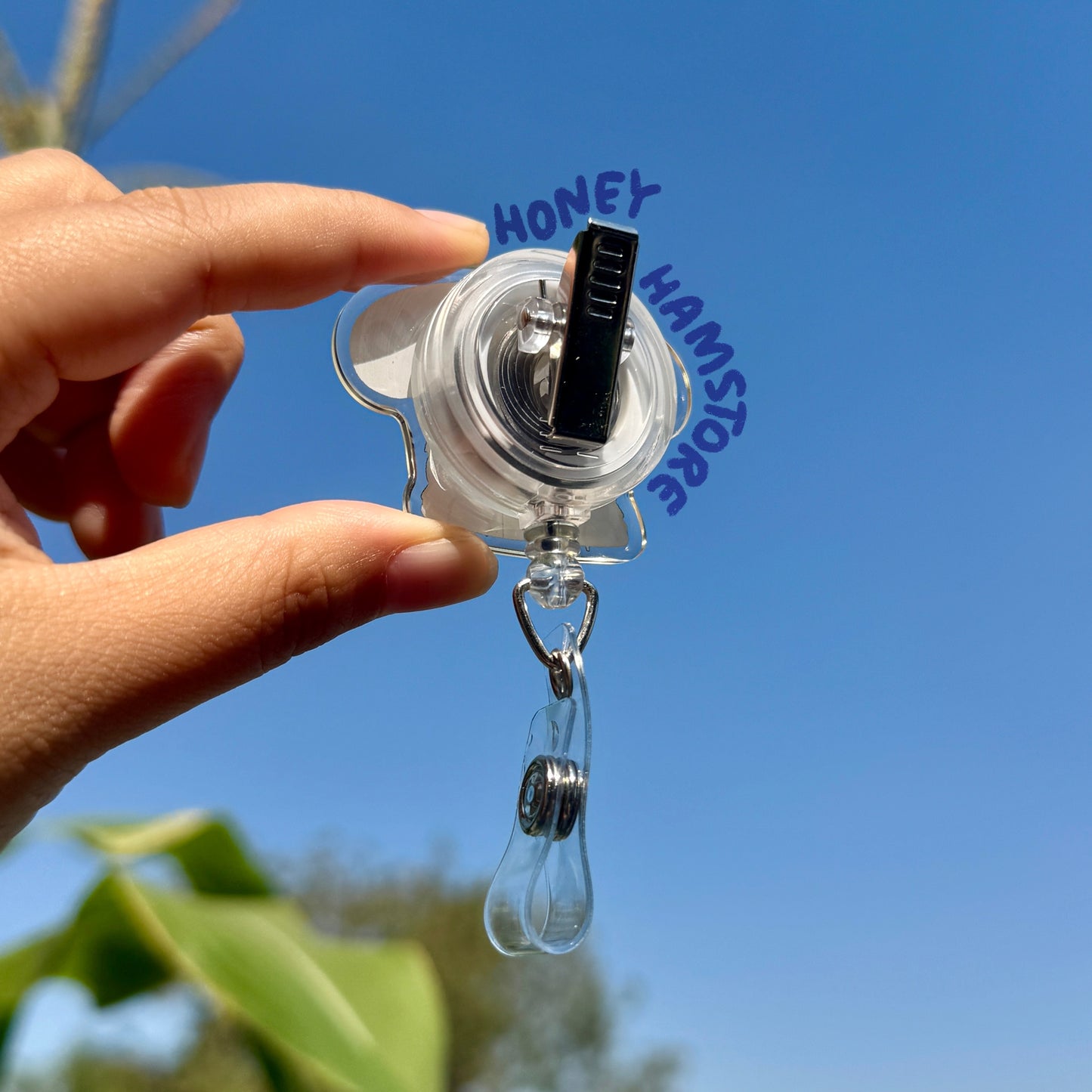 Raccoon Aur Naur Badge Reel with ID Belt Clip Cute Design Acrylic for Children Gift Name Work Accessories for Nurses Medical Teacher Student
