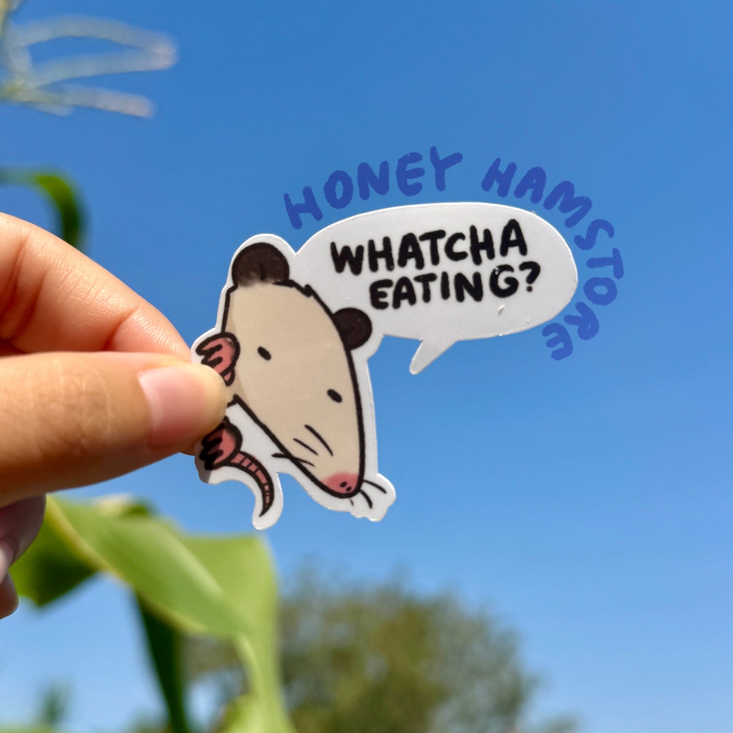Whatcha Eating? Possum | Funny Sticker | Possum Sticker | Gifts under 10 | Water Resistant | Water Bottle | Laptop | Cute Small Decal