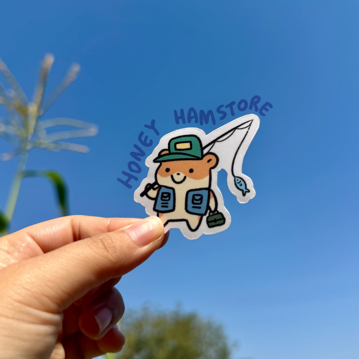Hamster Fishing | Funny Cute Sticker | Gifts under 10 | Water Resistant Sticker | Laptop Water Bottle Phone Case Decal For Her Him