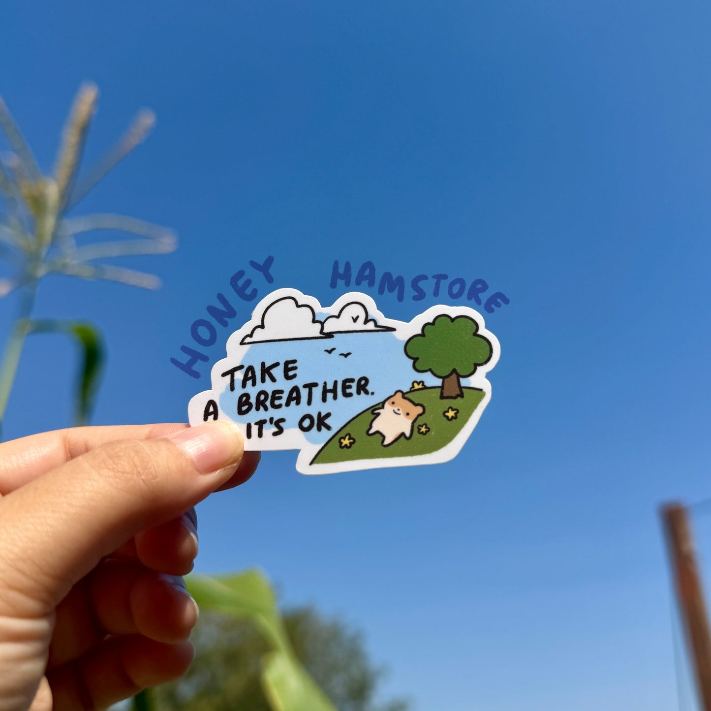 Take A Breather. It's Ok | Funny Hamster Sticker | Gifts under 10 | Water Resistant Sticker | Laptop Water Bottle Phone Case Decal Her Him
