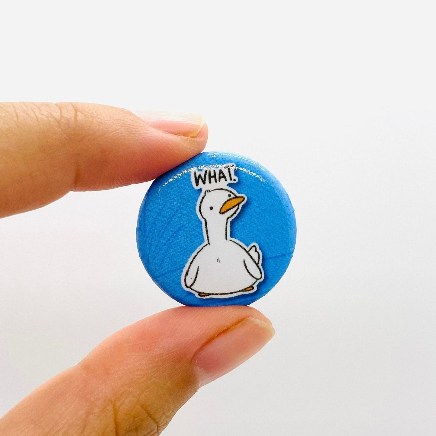 Goose What Confused | Mini Round Pin | Kawaii Cute Pin | Gifts under 10 | For Him | For Her | Metal Round Pin | Backpack | Bag