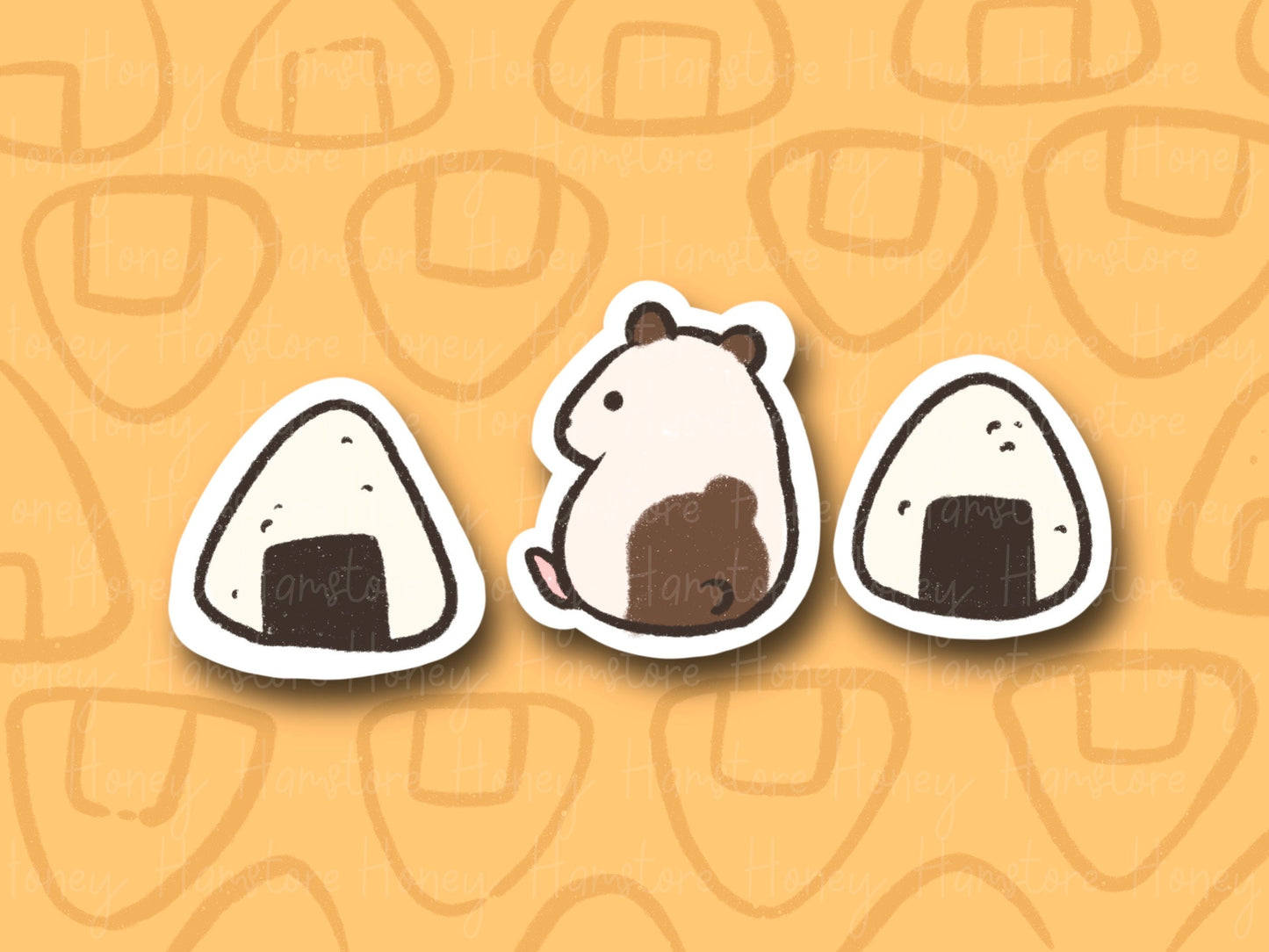 Onigiri Hamster Rice Ball | Funny and Cute Laptop Sticker | Gifts under 5 | Water Resistant | Water Bottle | Vinyl Durable Hand-drawn