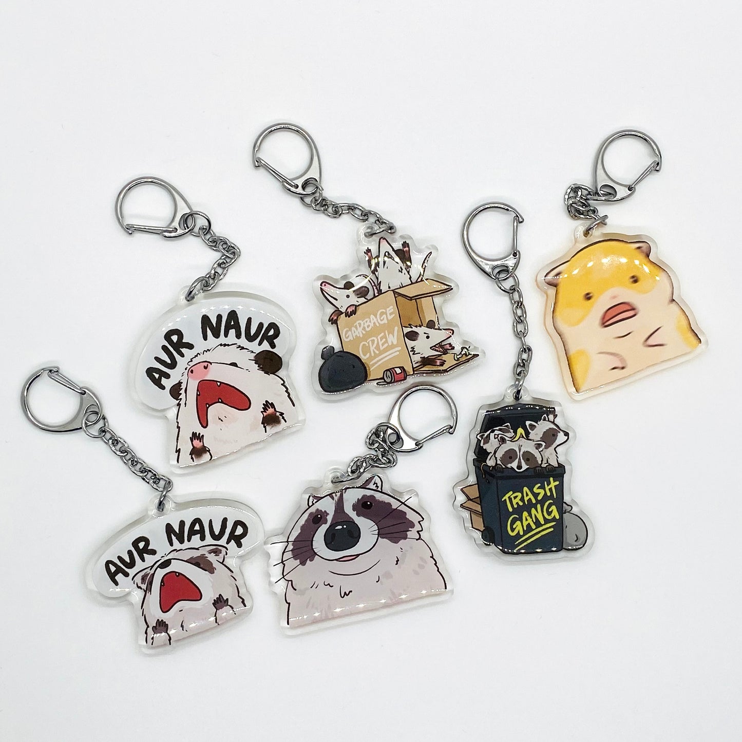 Scared Hamster Meme Clear Acrylic Keychain | Cartoon Illustration Art Style Double-Sided Epoxy Charm | Cute Kawaii Funny | Gift For Her Him