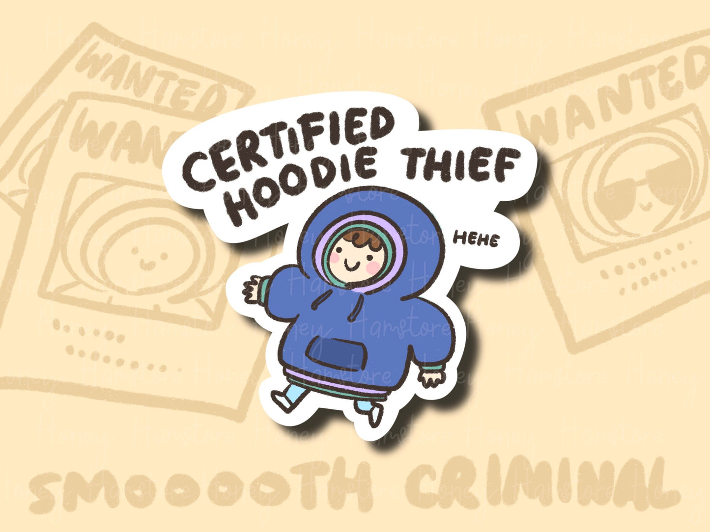 Certified Hoodie Thief | Funny Sticker | Gifts under 10 | Water Resistant | Couples Friend Girl Boy | Cute Laptop Water Bottle Decal