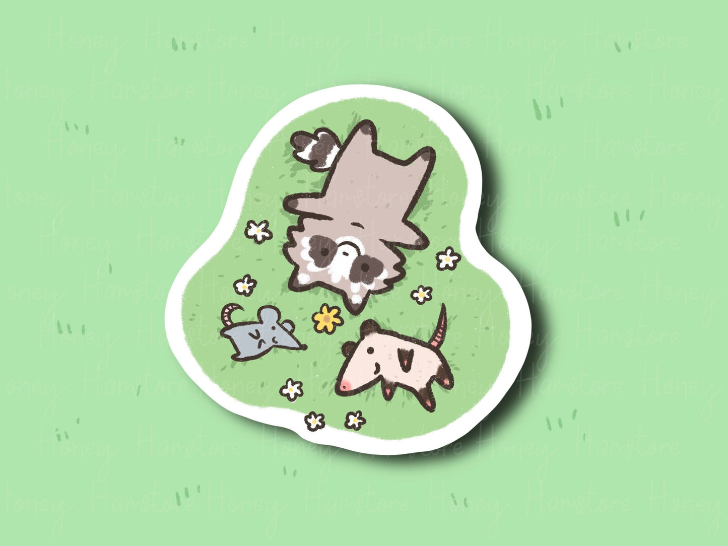 Rodent Friends Raccoon Possum Mouse | Funny Sticker | Gifts under 10 | Water Resistant | Laptop Water Bottle Phone Case Decal For Her Him