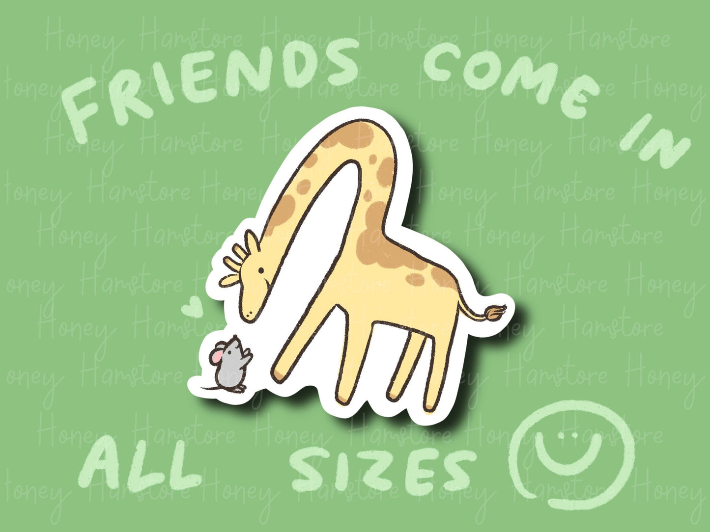 Friends Come In All Sizes | Funny Sticker | Gifts under 10 | Water Resistant Sticker | Laptop Water Bottle Phone Case Decal For Her Him