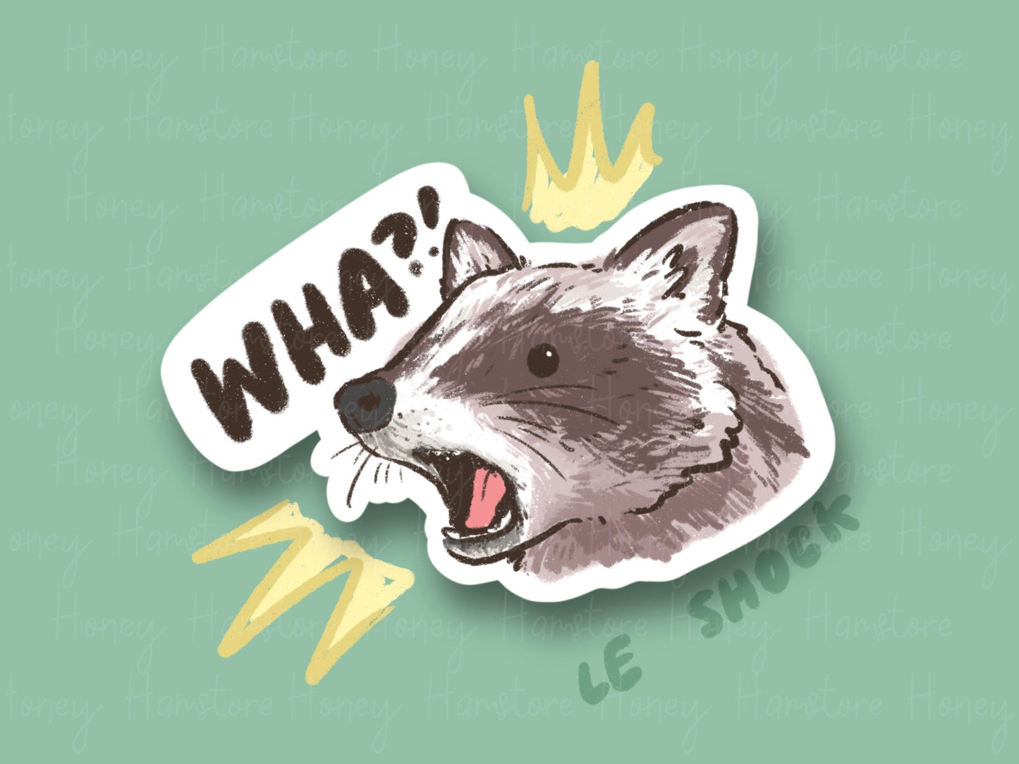 Wha?! Raccoon | Funny Sticker | Gifts under 10 | Water Resistant Sticker | Laptop Water Bottle Phone Case Decal For Her Him Surprise Pop