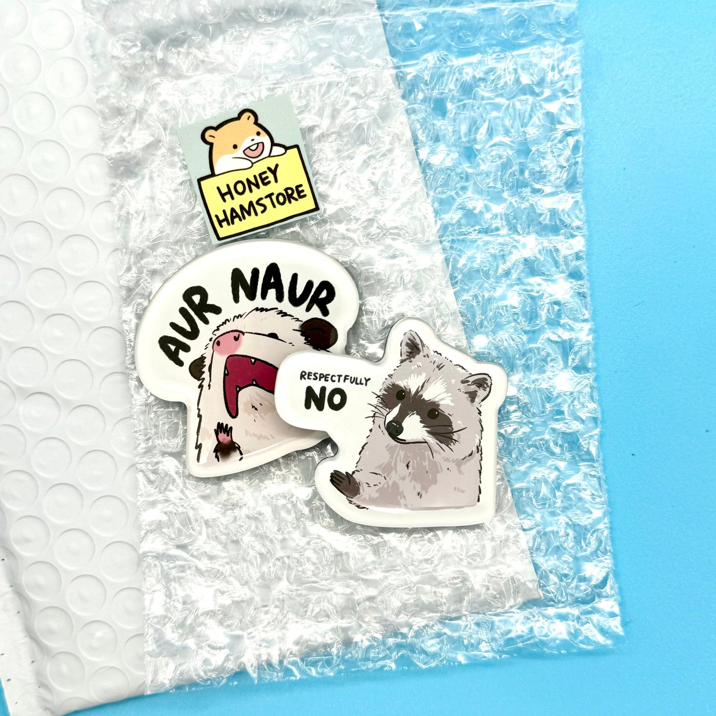 Raccoon Aur Naur | Funny Cute Acrylic Magnet | Gifts Under 10 | Novelty Accessory Joke Present | For Refrigerator Lockers File Cabinets