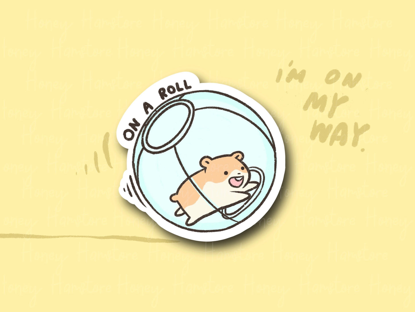 Rolling Hamster | Funny Sticker | Gifts under 10 | Water Resistant Sticker | Laptop Water Bottle Phone Case Decal For Her Him
