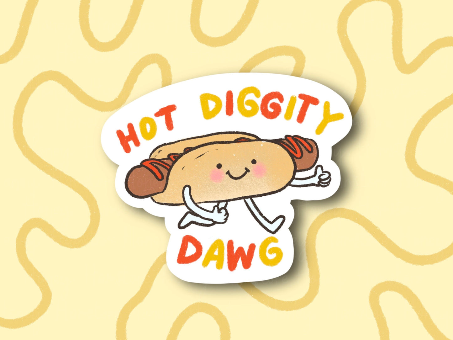 Hot Diggity Dawg | Funny Joke Sticker | Gifts under 10 | Water Resistant Sticker | Laptop Water Bottle Phone Case Decal For Her Him