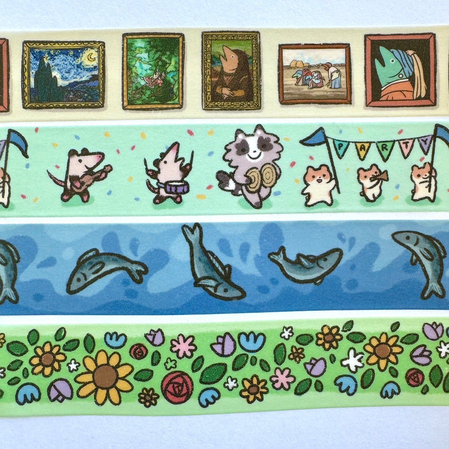 Fish Art Washi Tape | Cute Planner Journal Scrapbook Kawaii Decorating Stationery | Art Aesthetic Cool Fun | Gallery Paint History 2cm x 5m