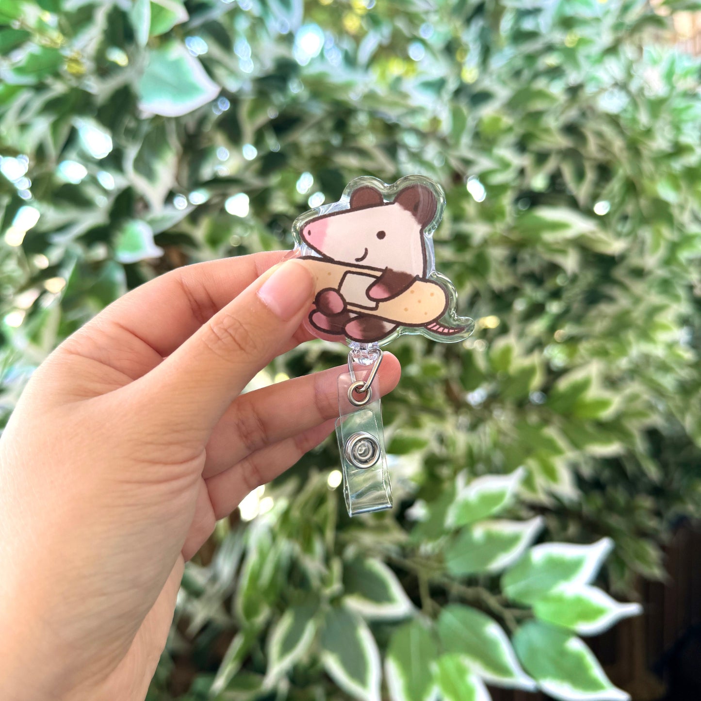 Possum Nurse Doctor Profession Job Band Aid Badge Reel with ID Belt Clip Cute Acrylic for Gift Work Accessories for Medical Teacher Student
