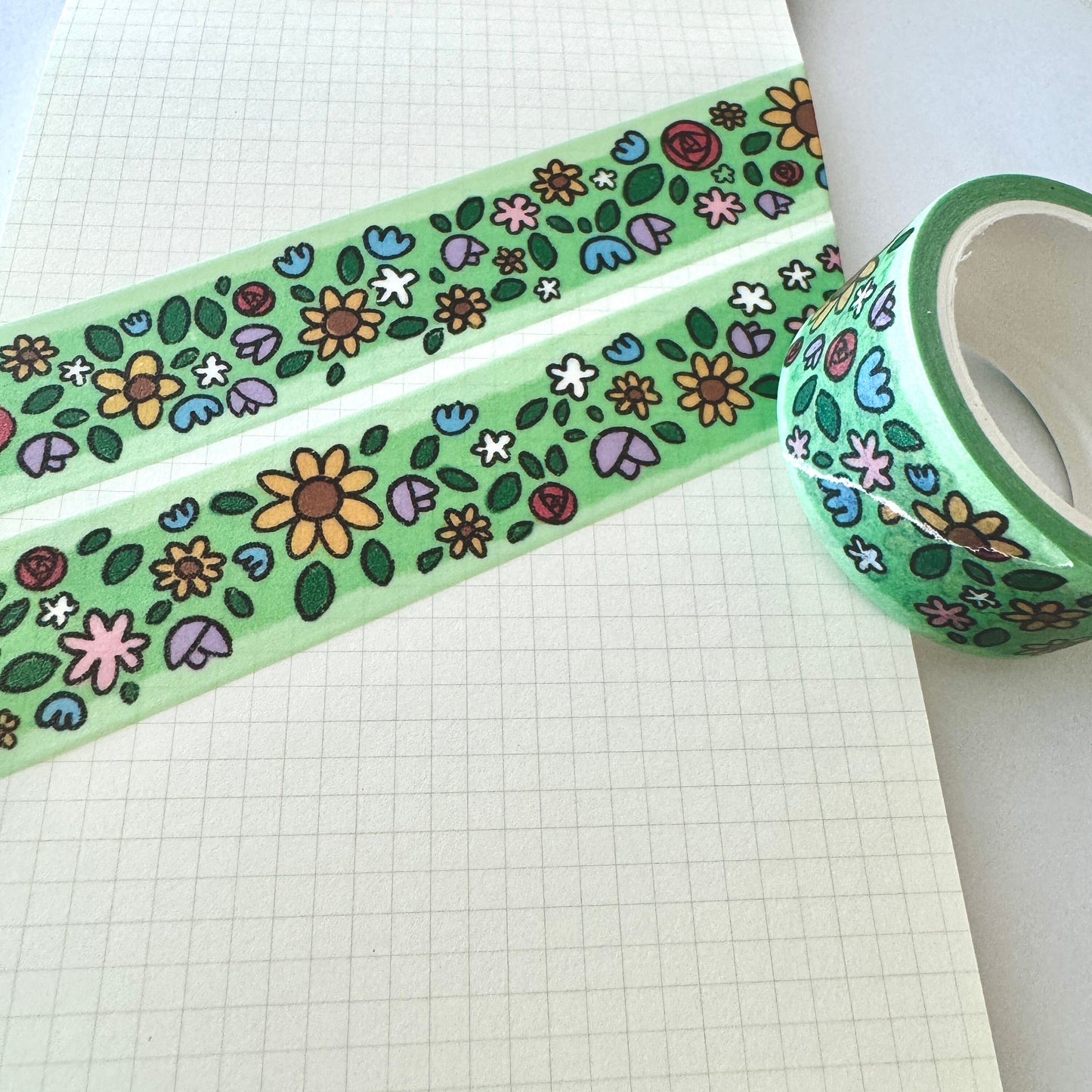 Flowers Washi Tape | Cute Planner Journal Scrapbook Kawaii Decorating Stationery | Art Aesthetic Cool Fun | Gallery Paint History 2cm x 5m