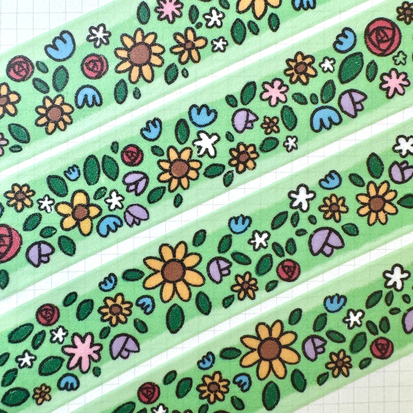 Flowers Washi Tape | Cute Planner Journal Scrapbook Kawaii Decorating Stationery | Art Aesthetic Cool Fun | Gallery Paint History 2cm x 5m
