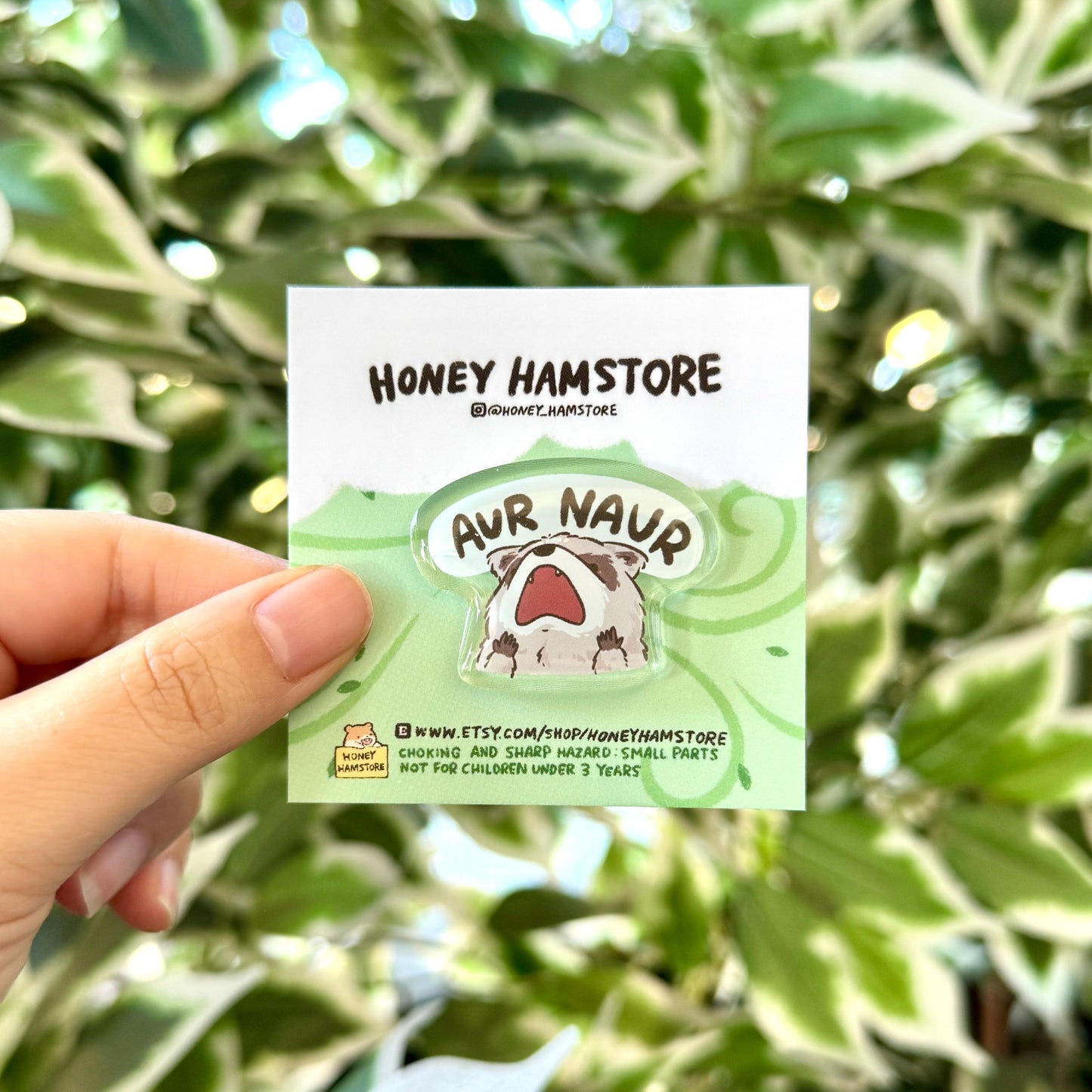 Aur Naur Raccoon | Acrylic Pin | Cute Funny Design | Gifts Under 10 | Adorable Kawaii Pins for Backpacks Hat Purse Bag Giftable Accessories