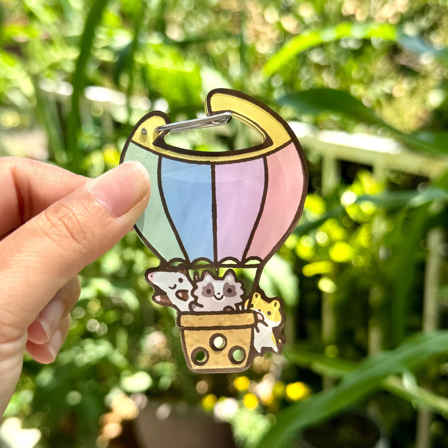 Carabiner Hamster Raccoon Opossum Hot Air Balloon Acrylic for Children Gift Name Work Accessories for Bag Backpack Purse Keys Work