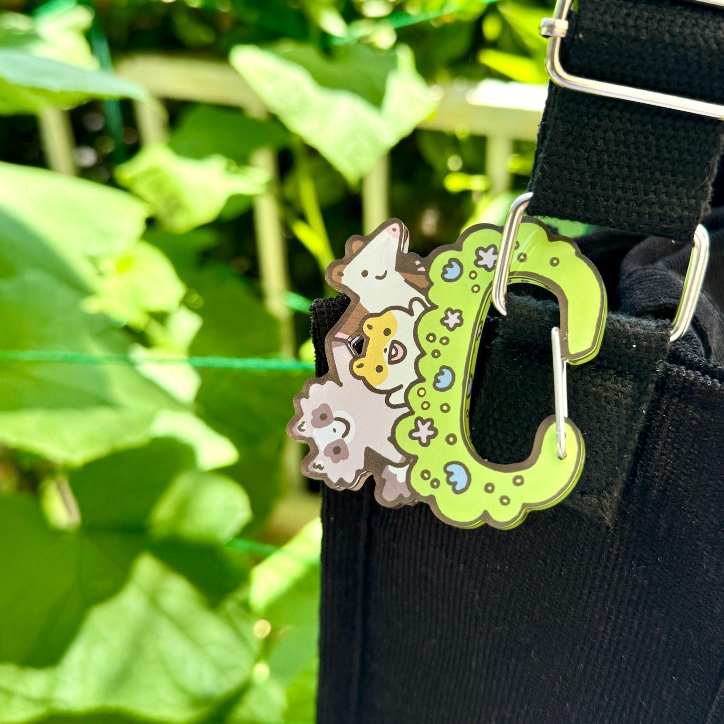 Carabiner Hamster Raccoon Opossum Flower Garden Acrylic for Children Gift Name Work Accessories for Bag Backpack Purse Keys Work