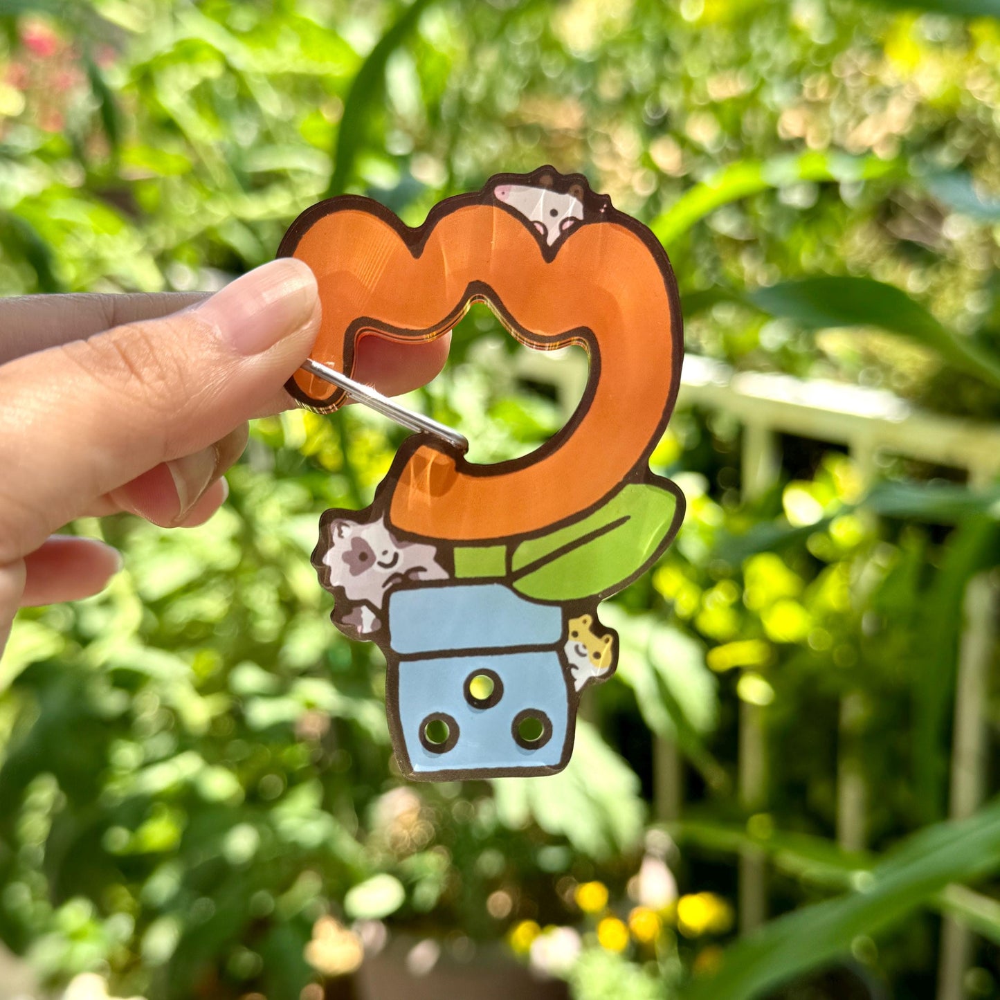 Carabiner Hamster Raccoon Opossum Potted Tulip Flower Acrylic for Children Gift Name Work Accessories for Bag Backpack Purse Keys Work