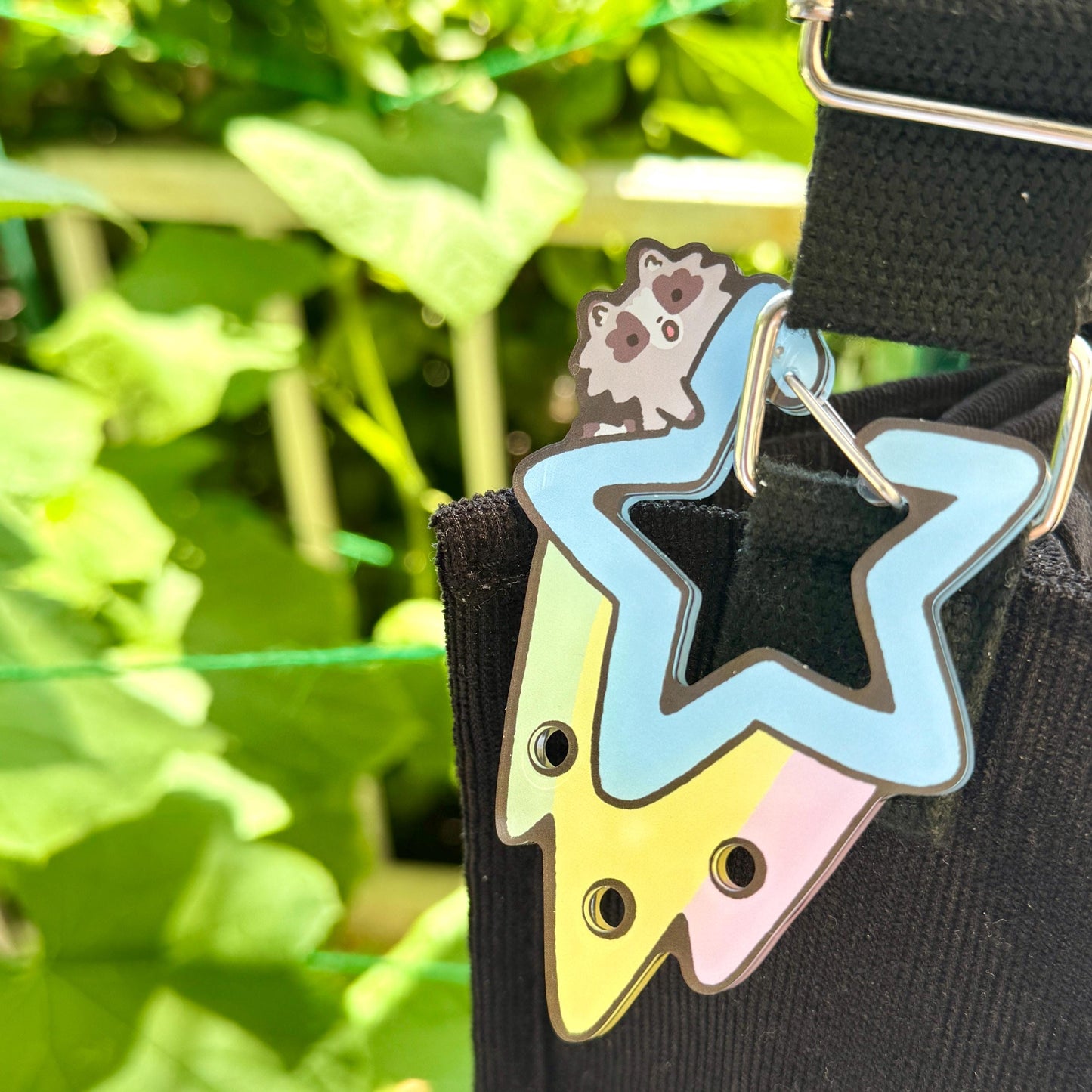 Carabiner Raccoon Shooting Star Acrylic for Children Gift Name Work Accessories for Bag Backpack Purse Keys Work