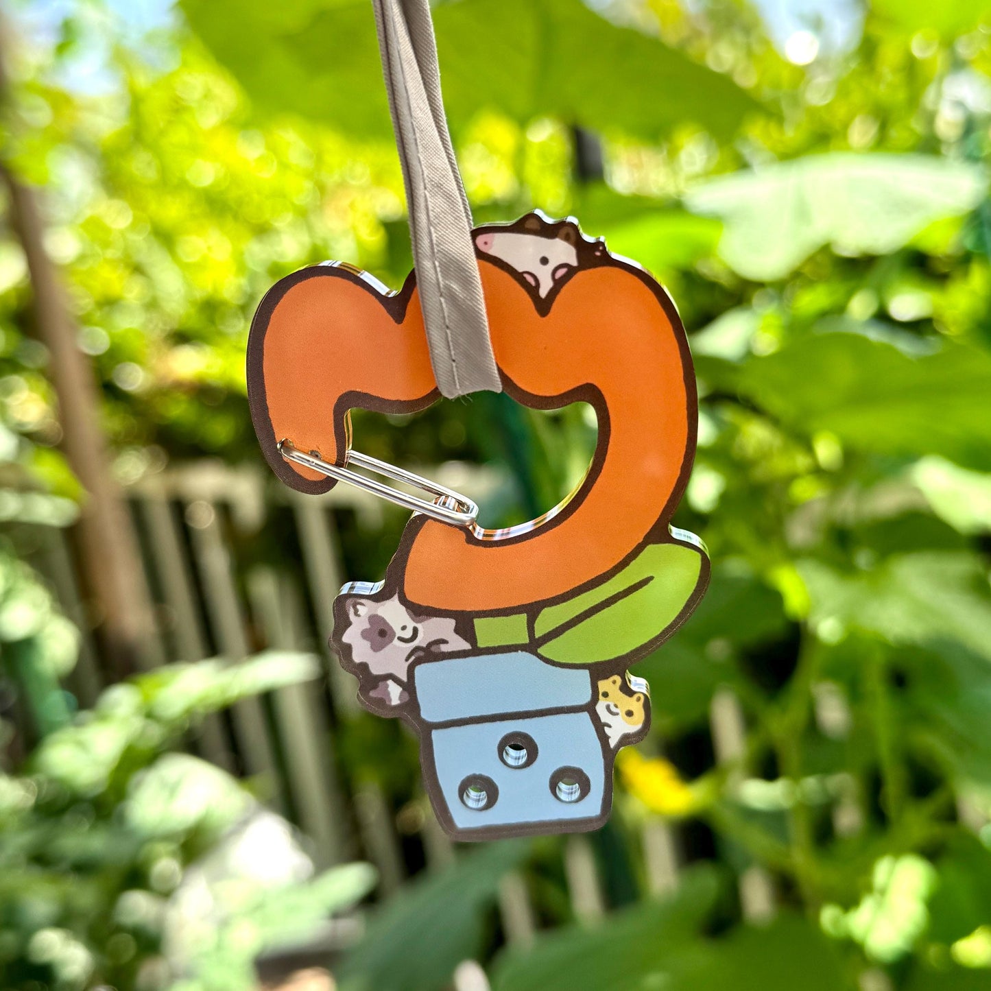 Carabiner Hamster Raccoon Opossum Potted Tulip Flower Acrylic for Children Gift Name Work Accessories for Bag Backpack Purse Keys Work