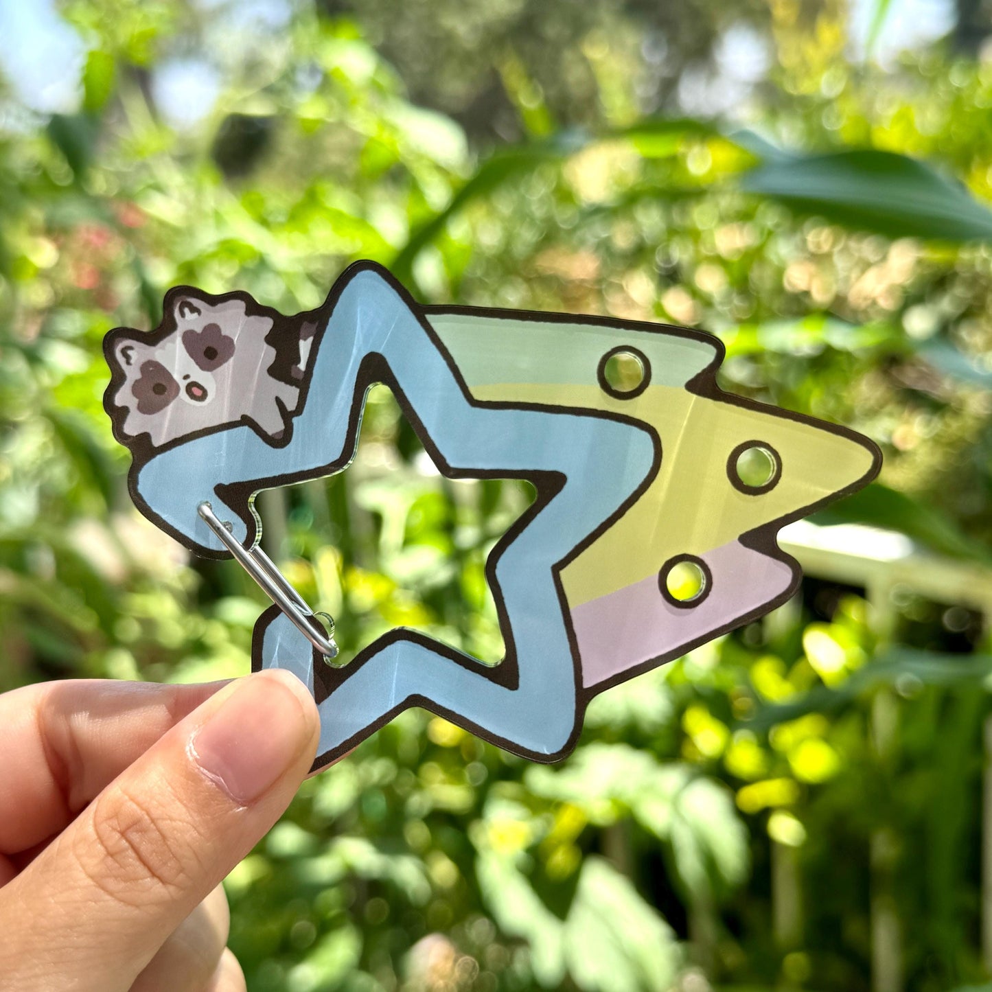 Carabiner Raccoon Shooting Star Acrylic for Children Gift Name Work Accessories for Bag Backpack Purse Keys Work
