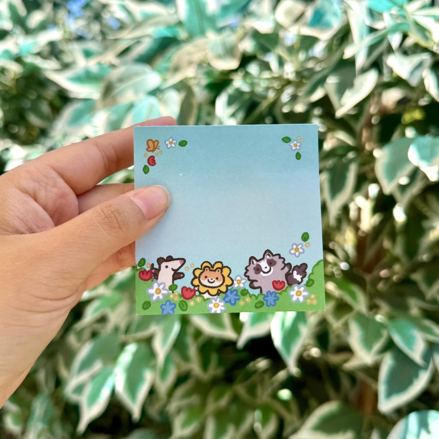 Hamster Possum Raccoon Flower Friends | Funny Cute Sticky Note | Gifts Under 10 | Novelty Stationary Present | For Office School