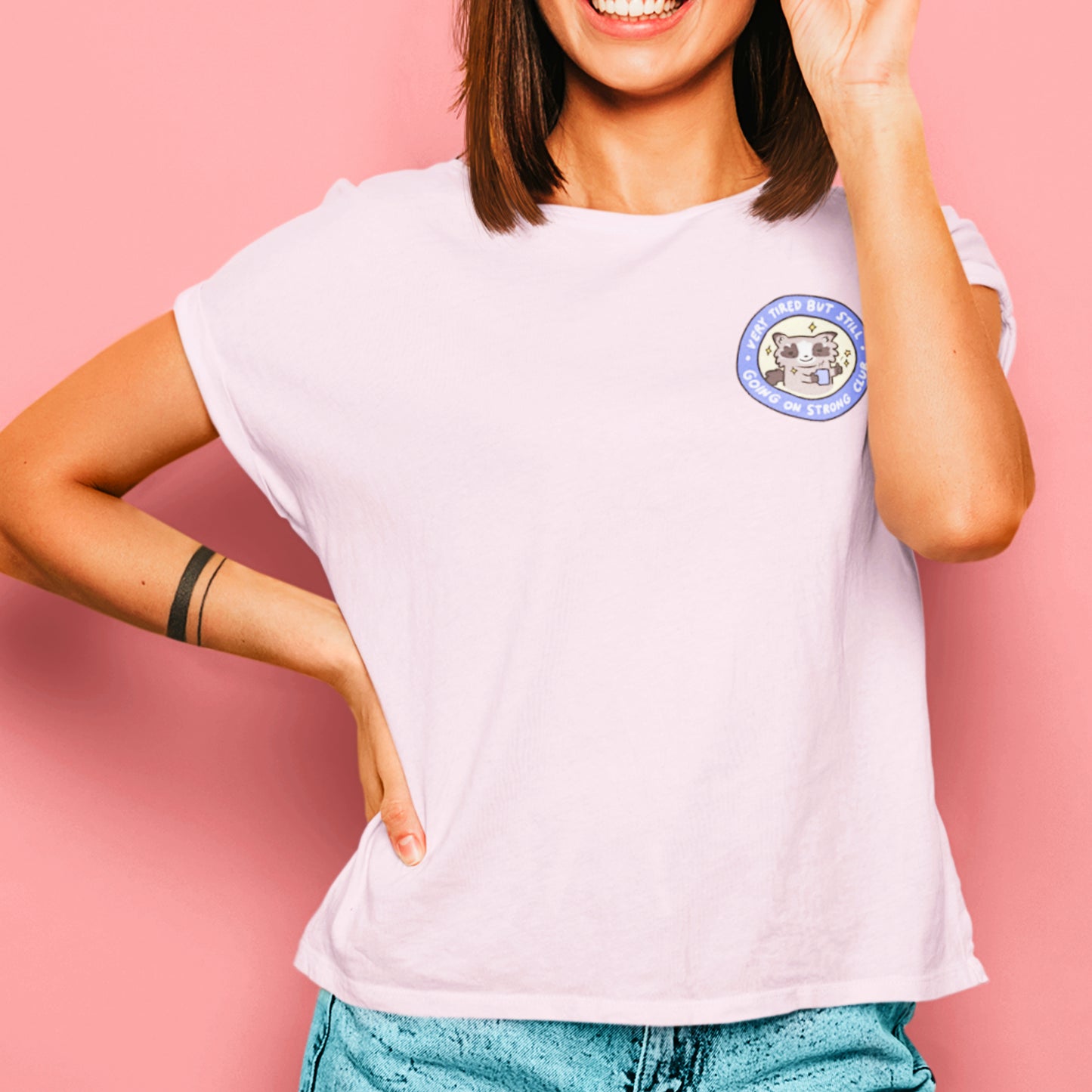 Raccoon Very Tired But Still Going On Strong Club Cute Funny T-Shirt Unisex Sarcastic Humor Shirt Cute Gift Quote Women Men Graphic Tee