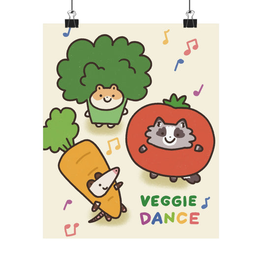 Veggie Dance | Raccoon Opossum Hamster | Cute Funny Poster | Gifts Idea