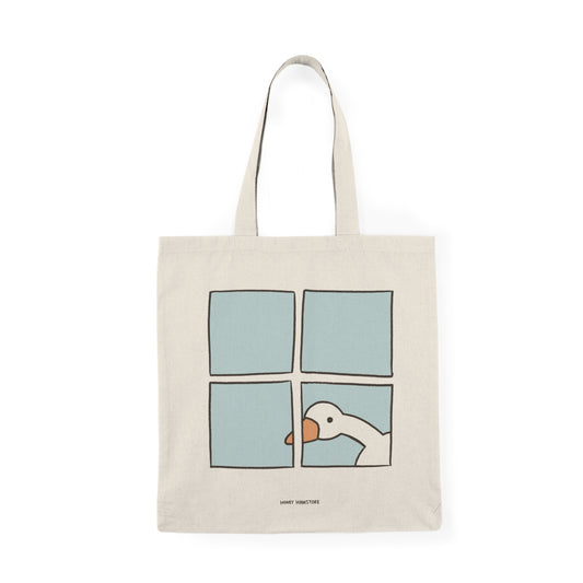 Cute Goose By The Window Tote Bag | 100 % Cotton | Gifts under 20 | Farmer's Market | Reusable Grocery Bag | Shopping Bag