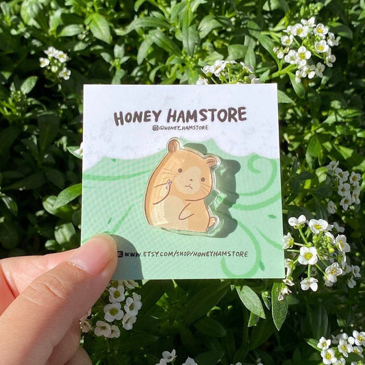 Hamster Peace Sign Meme Acrylic Pin
