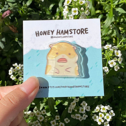 Hamster Scared Face Meme Acrylic Pin