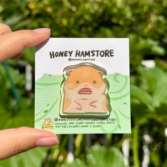 Scared Hamster Meme | Funny Acrylic Pin | Kawaii Cute Hamster Pin | Gifts under 10 | For Her Him | Party Birthday Backpack Bag | Accessories