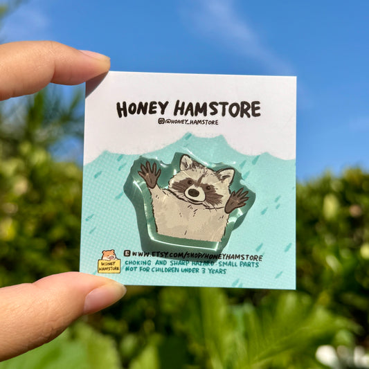 Raccoon Cute I Require More | Funny Acrylic Pin | Kawaii Cute Raccoon Pin | Gifts under 10 | Novelty Pin