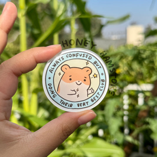 Hamster Confused Club | Funny Cute Acrylic Magnet | Gifts Under 10 | Novelty Accessory Joke Present | For Refrigerator Lockers File Cabinets