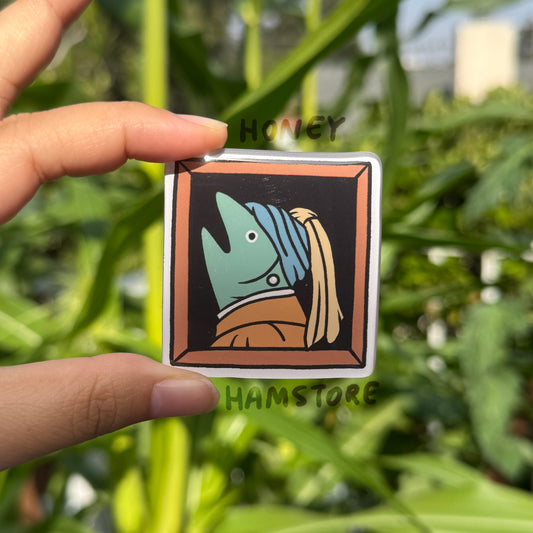 Fish With Pearl Earring Art Magnet | Funny Cute Acrylic Magnet | Gifts Under 10 | Novelty Accessory Joke Present